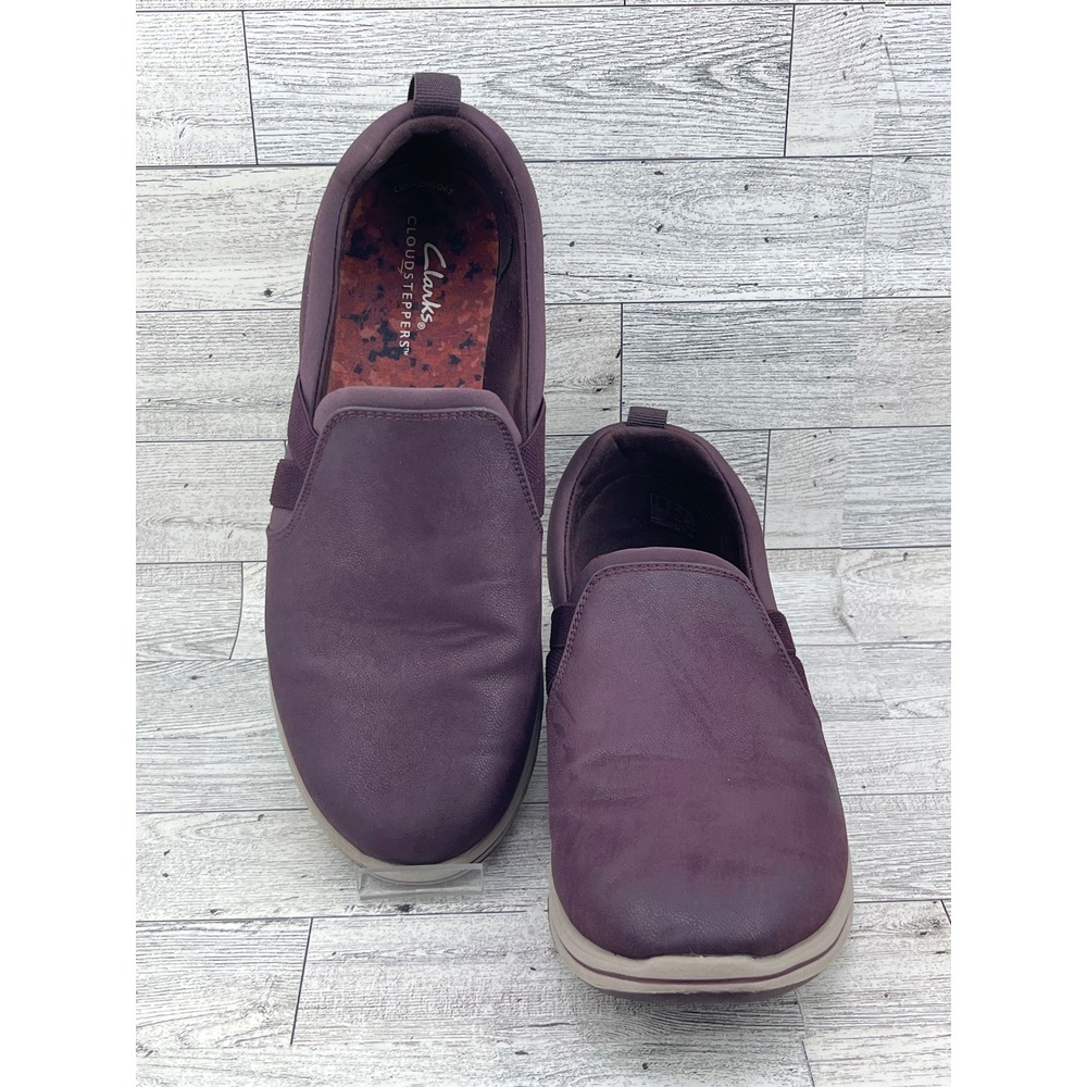 Clarks Cloudsteppers Women Size 8.5 M Burgundy Slip On Loafers Walking Shoes